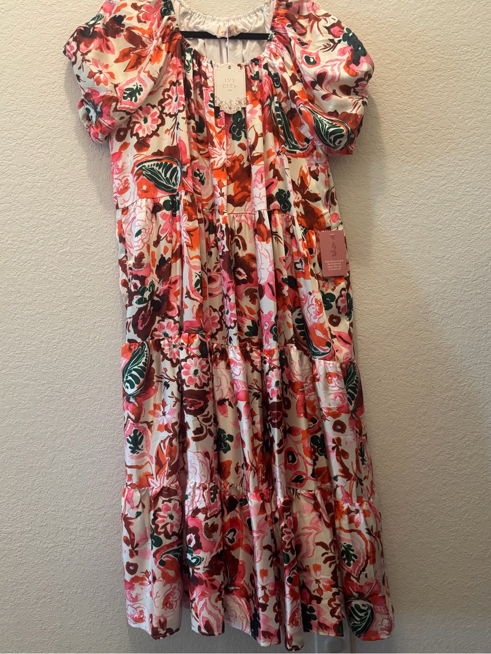 M Ivy City Co Harvey Dress in Pink, Orange, and Green